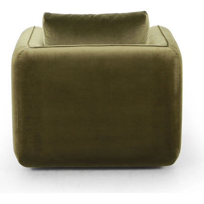 Malakai Swivel Chair by Four Hands in surrey olive. Made from 76.8% cotton, 23.2% polyester, poplar plywood, 100% polyester in a modern style.