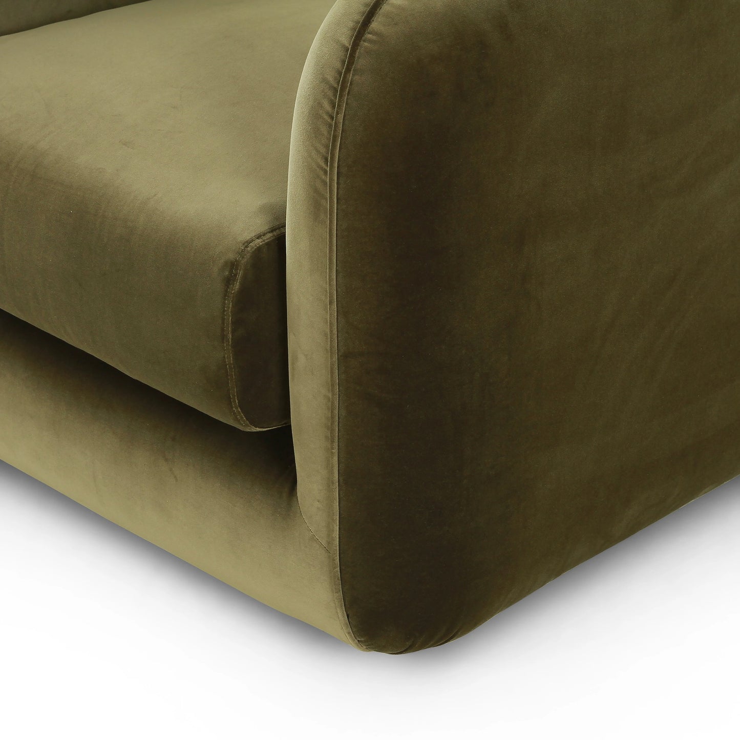 017 SI-2001600 | Closeup | Malakai Swivel Chair by Four Hands in surrey olive. Made from 76.8% cotton, 23.2% polyester, poplar plywood, 100% polyester in a modern style.