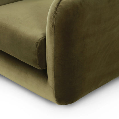 Malakai Swivel Chair by Four Hands in surrey olive. Made from 76.8% cotton, 23.2% polyester, poplar plywood, 100% polyester in a modern style.