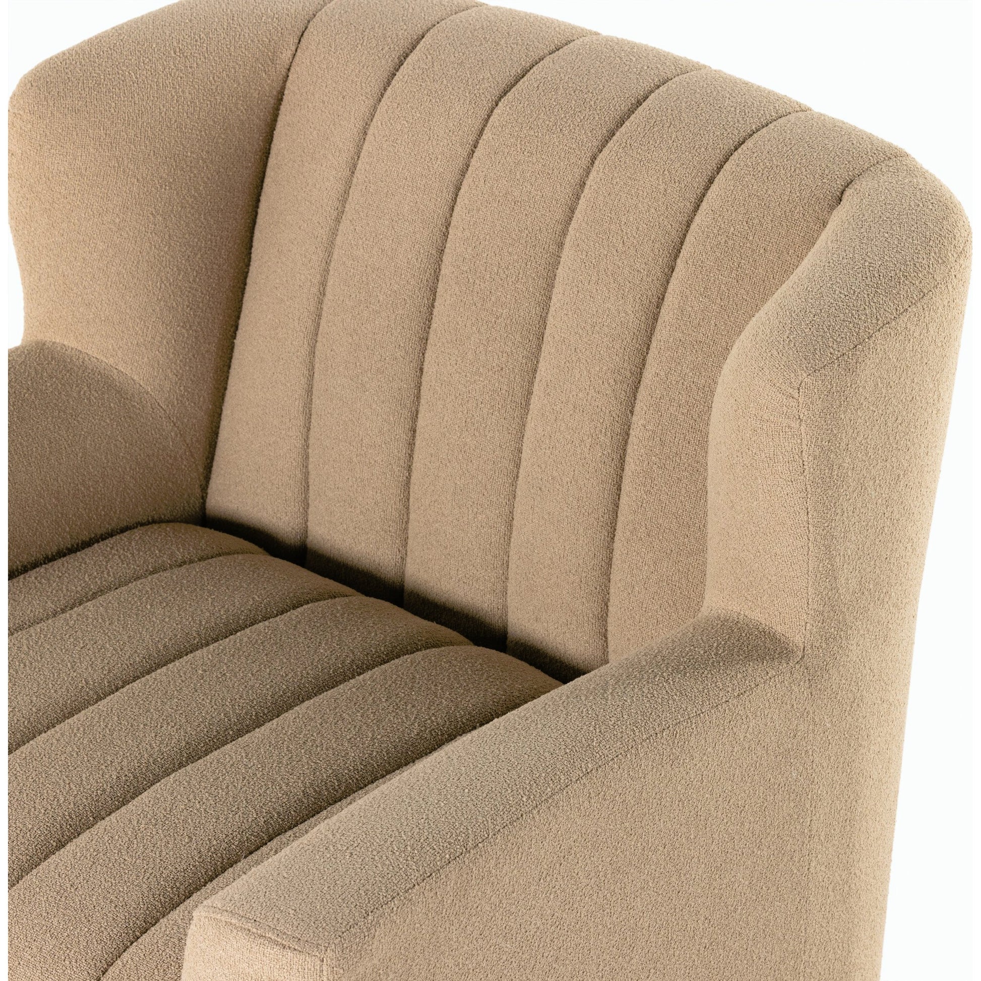 Elora Chair by Four Hands in sheepskin camel. Made from 100% polyester, solid parawood, 100% polypropylene in a transitional style.