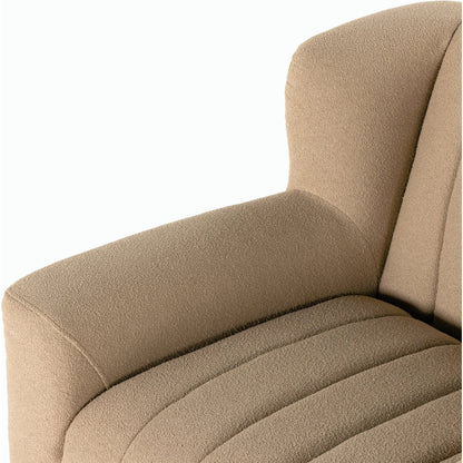 Elora Chair by Four Hands in sheepskin camel. Made from 100% polyester, solid parawood, 100% polypropylene in a transitional style.