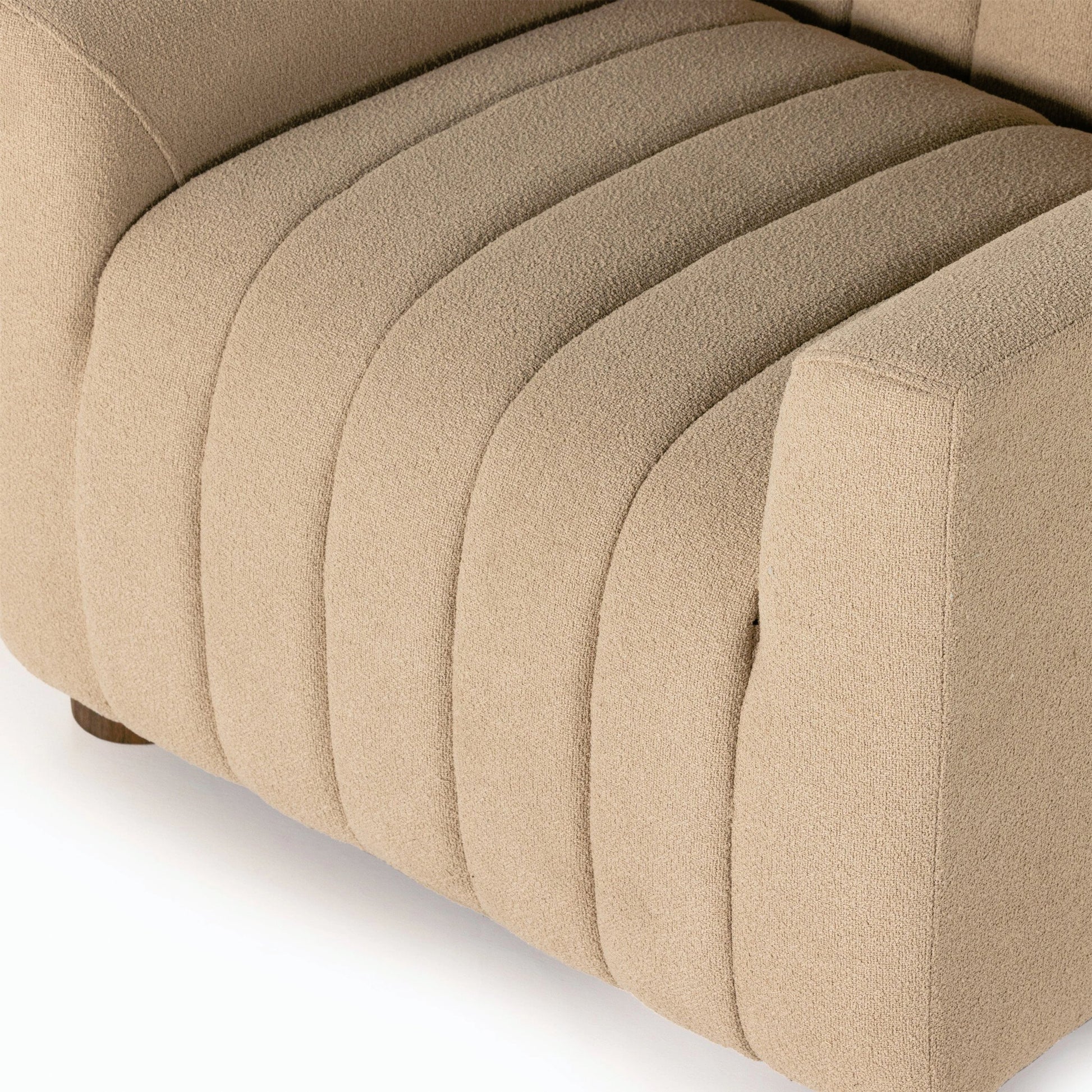 Elora Chair by Four Hands in sheepskin camel. Made from 100% polyester, solid parawood, 100% polypropylene in a transitional style.