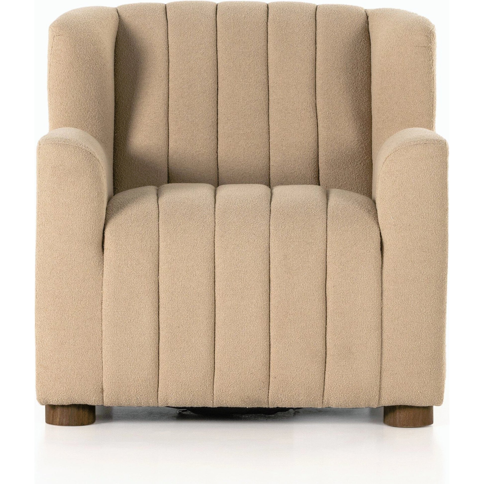 Elora Chair by Four Hands in sheepskin camel. Made from 100% polyester, solid parawood, 100% polypropylene in a transitional style.