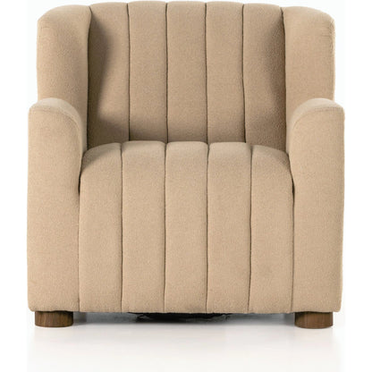 Elora Chair by Four Hands in sheepskin camel. Made from 100% polyester, solid parawood, 100% polypropylene in a transitional style.