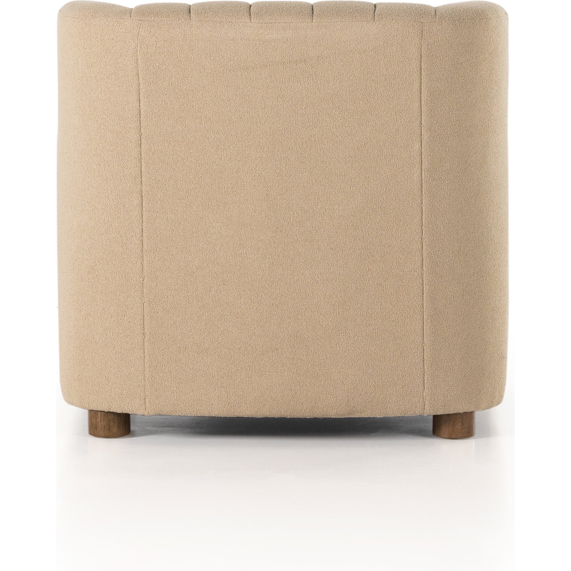 Elora Chair by Four Hands in sheepskin camel. Made from 100% polyester, solid parawood, 100% polypropylene in a transitional style.