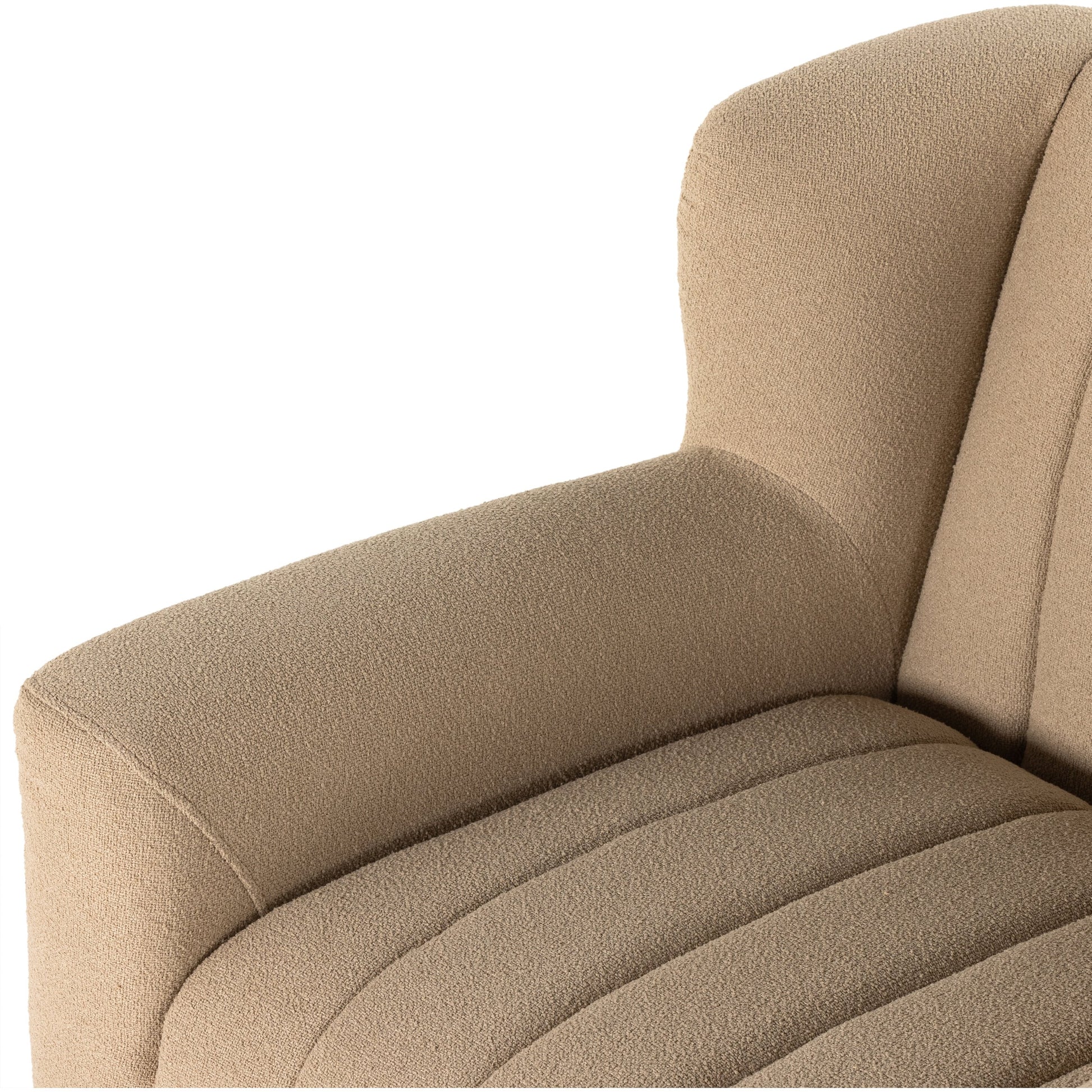 Elora Chair by Four Hands in sheepskin camel. Made from 100% polyester, solid parawood, 100% polypropylene in a transitional style.