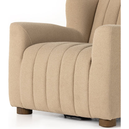 Elora Chair by Four Hands in sheepskin camel. Made from 100% polyester, solid parawood, 100% polypropylene in a transitional style.