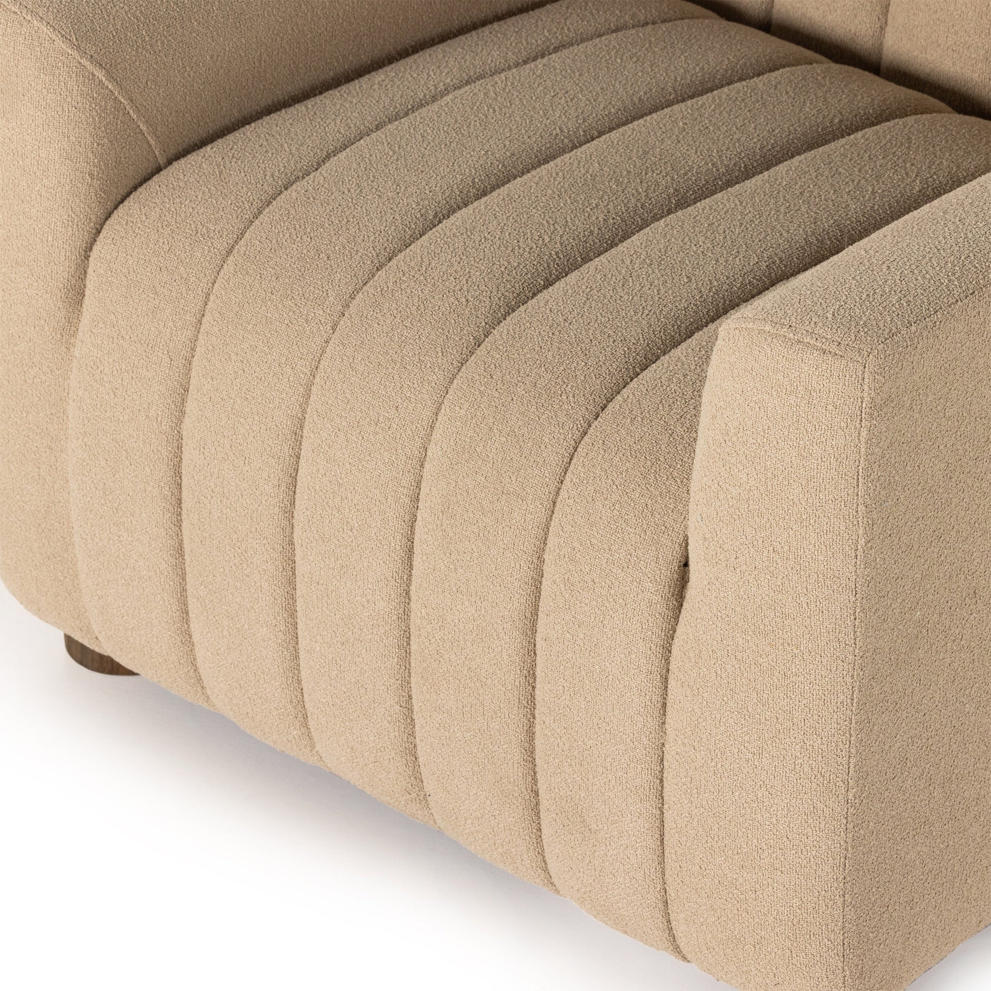 Elora Chair by Four Hands in sheepskin camel. Made from 100% polyester, solid parawood, 100% polypropylene in a transitional style.