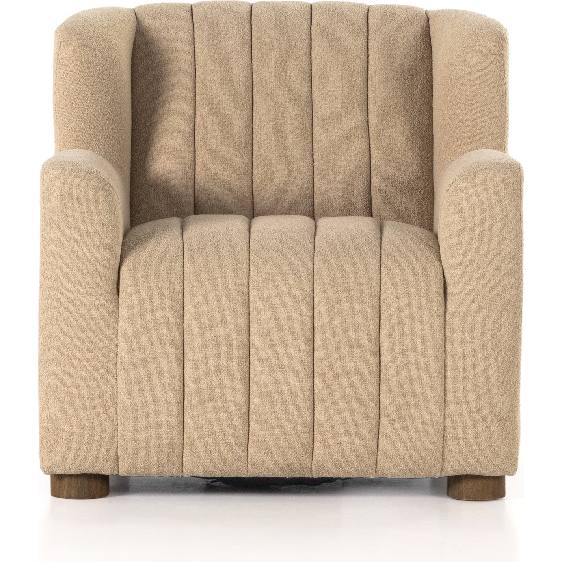 Elora Chair by Four Hands in sheepskin camel. Made from 100% polyester, solid parawood, 100% polypropylene in a transitional style.