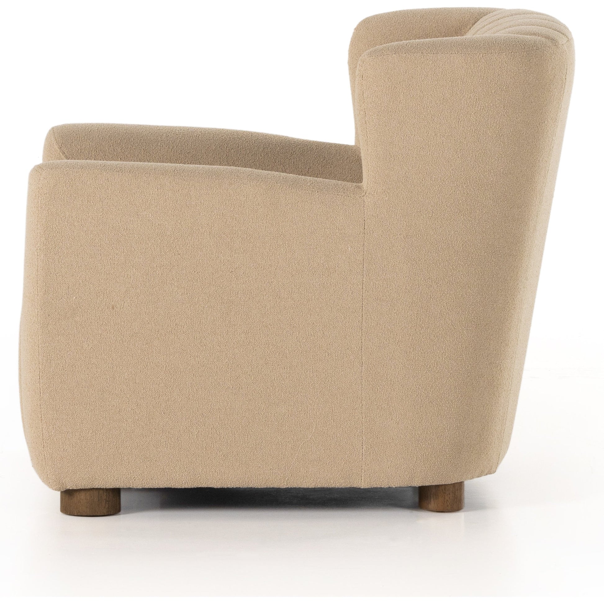 Elora Chair by Four Hands in sheepskin camel. Made from 100% polyester, solid parawood, 100% polypropylene in a transitional style.