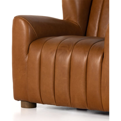 Elora Chair by Four Hands in sheepskin camel. Made from 100% polyester, solid parawood, 100% polypropylene in a transitional style.