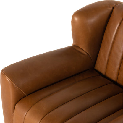 Elora Chair by Four Hands in sheepskin camel. Made from 100% polyester, solid parawood, 100% polypropylene in a transitional style.