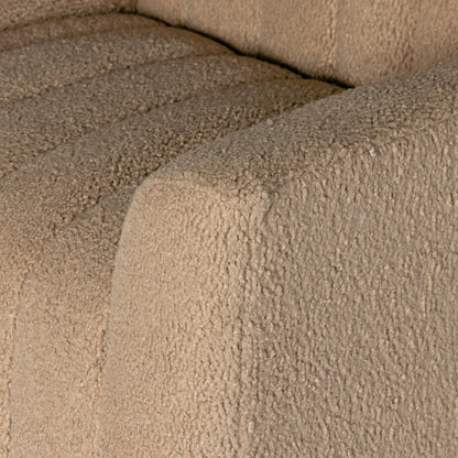 Elora Chair by Four Hands in sheepskin camel. Made from 100% polyester, solid parawood, 100% polypropylene in a transitional style.