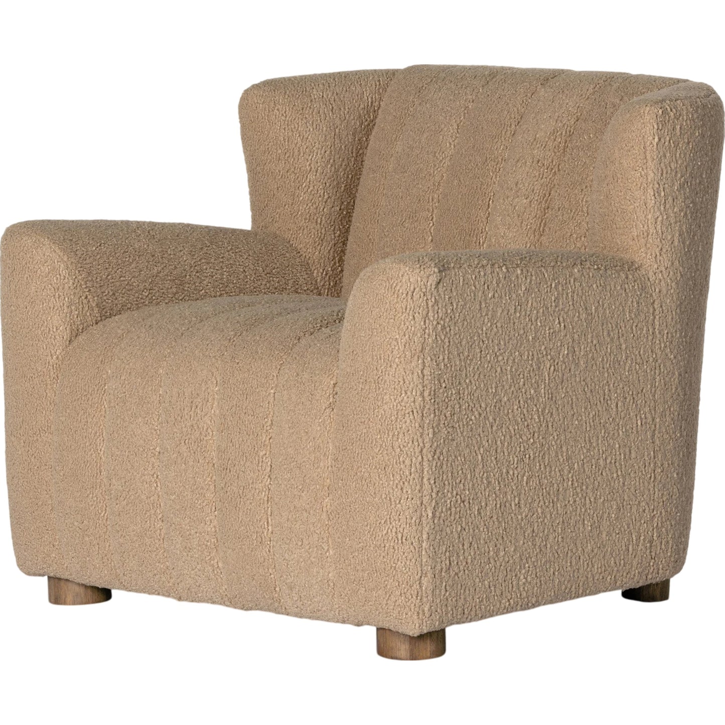001 SI-1980359 | Primary Silo | Elora Chair by Four Hands in sheepskin camel. Made from 100% polyester, solid parawood, 100% polypropylene in a transitional style.