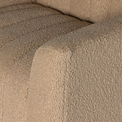 Elora Chair by Four Hands in sheepskin camel. Made from 100% polyester, solid parawood, 100% polypropylene in a transitional style.