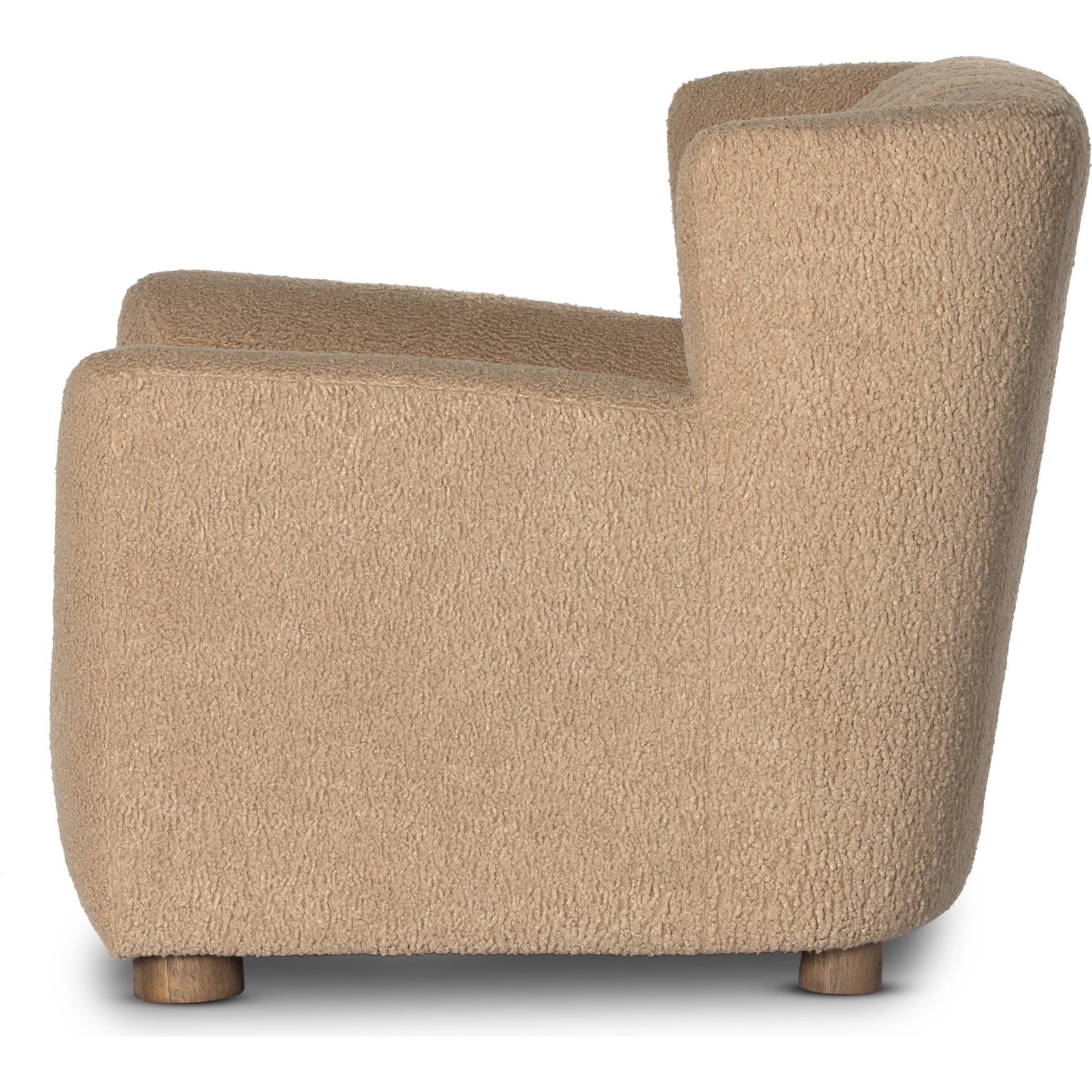 Elora Chair by Four Hands in sheepskin camel. Made from 100% polyester, solid parawood, 100% polypropylene in a transitional style.
