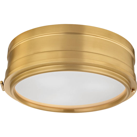 Rye Flush Mount by Hudson Valley in aged brass. Made from steel in a transitional style.