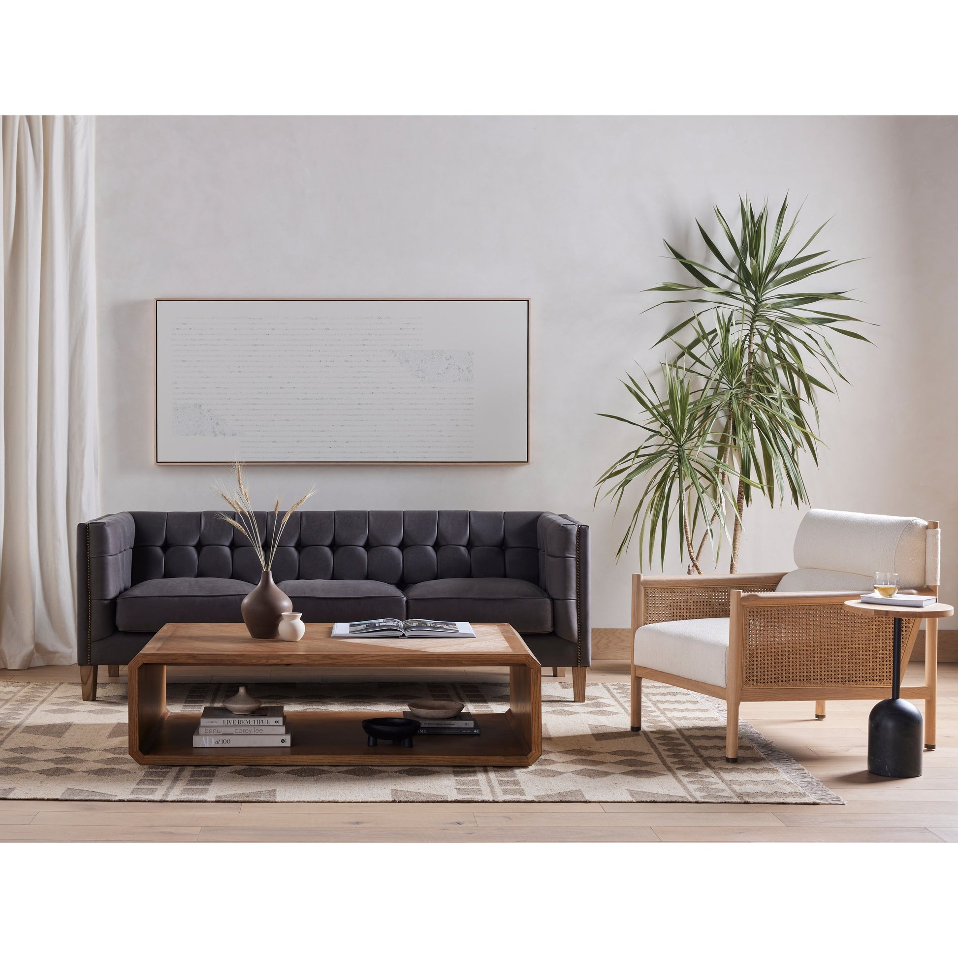 Caspian Coffee Table by Four Hands. Made from resawn, ash veneer in a transitional style.