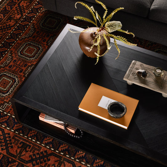 Caspian Coffee Table by Four Hands. Made from resawn, ash veneer in a transitional style.