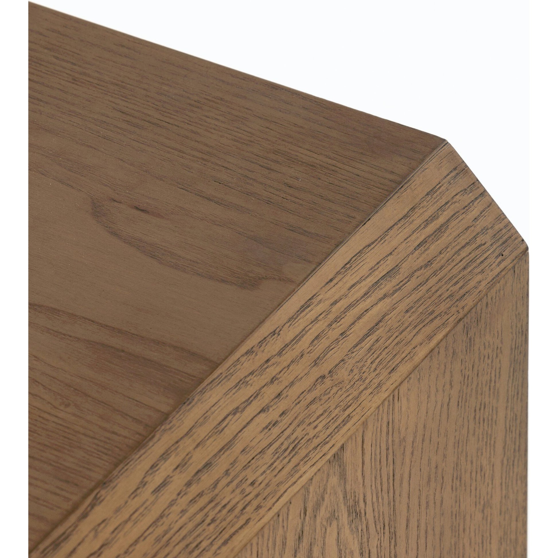Caspian End Table by Four Hands. Made from ash veneer, resawn, iron in a modern style.