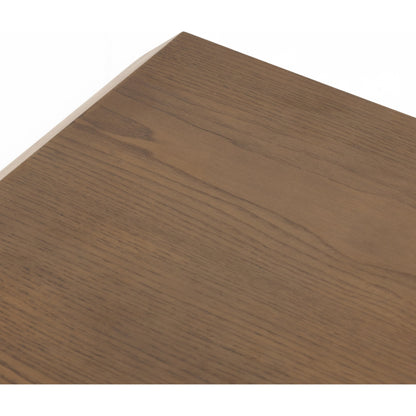 Caspian End Table by Four Hands. Made from ash veneer, resawn, iron in a modern style.