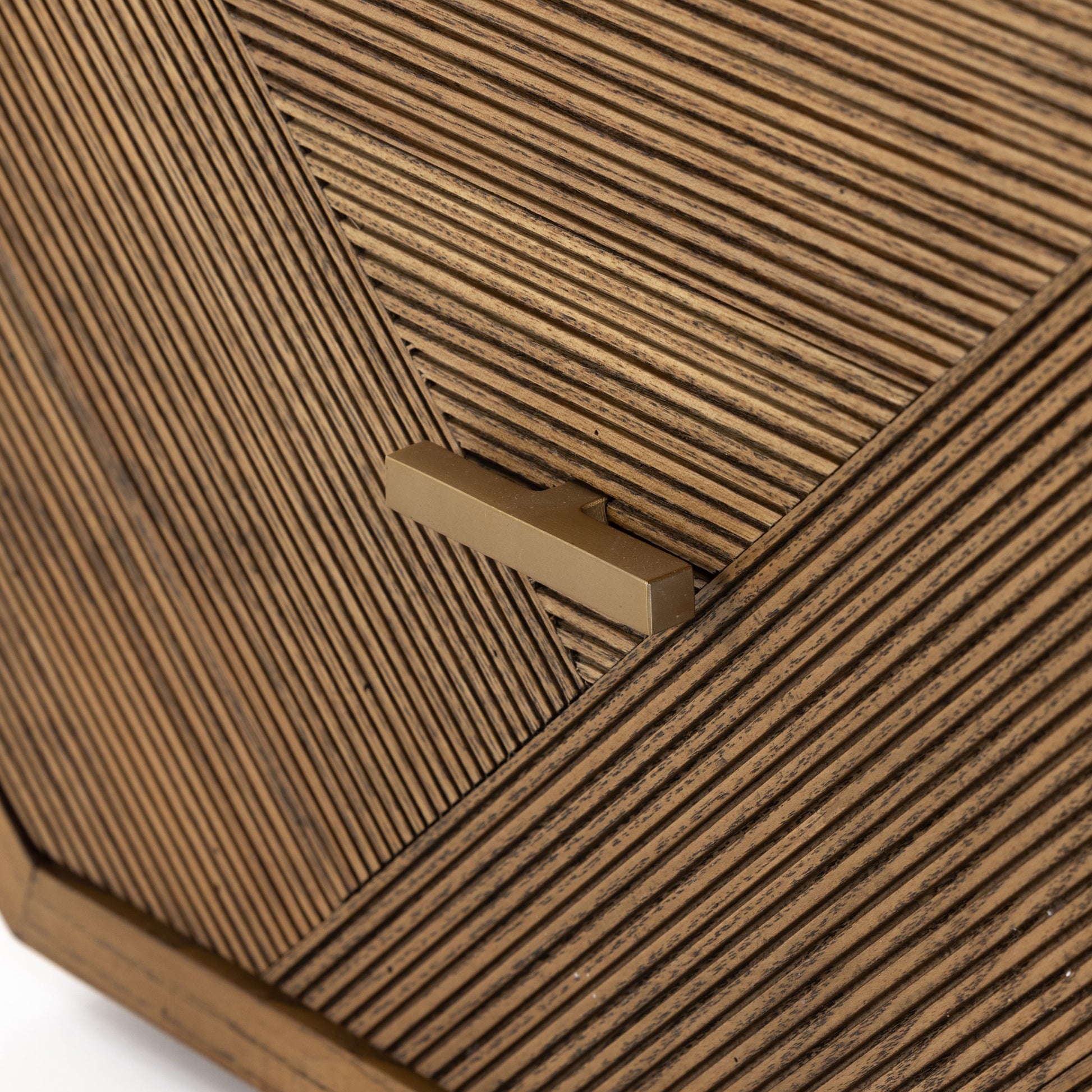 Caspian End Table by Four Hands. Made from ash veneer, resawn, iron in a modern style.