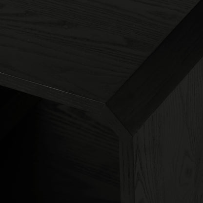 Caspian End Table by Four Hands. Made from ash veneer, resawn, iron in a modern style.