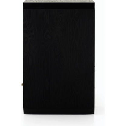 Caspian End Table by Four Hands. Made from ash veneer, resawn, iron in a modern style.