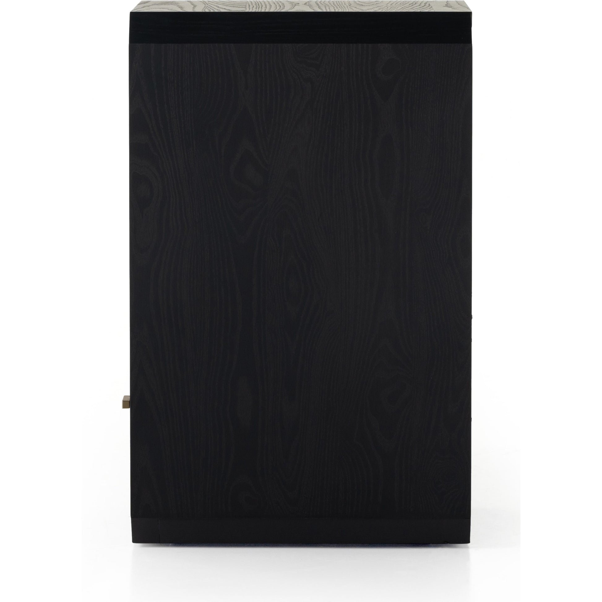Caspian End Table by Four Hands. Made from ash veneer, resawn, iron in a modern style.