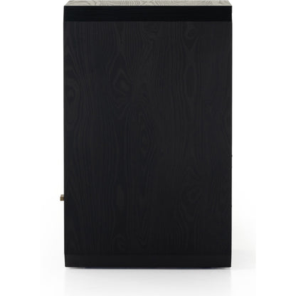 Caspian End Table by Four Hands. Made from ash veneer, resawn, iron in a modern style.