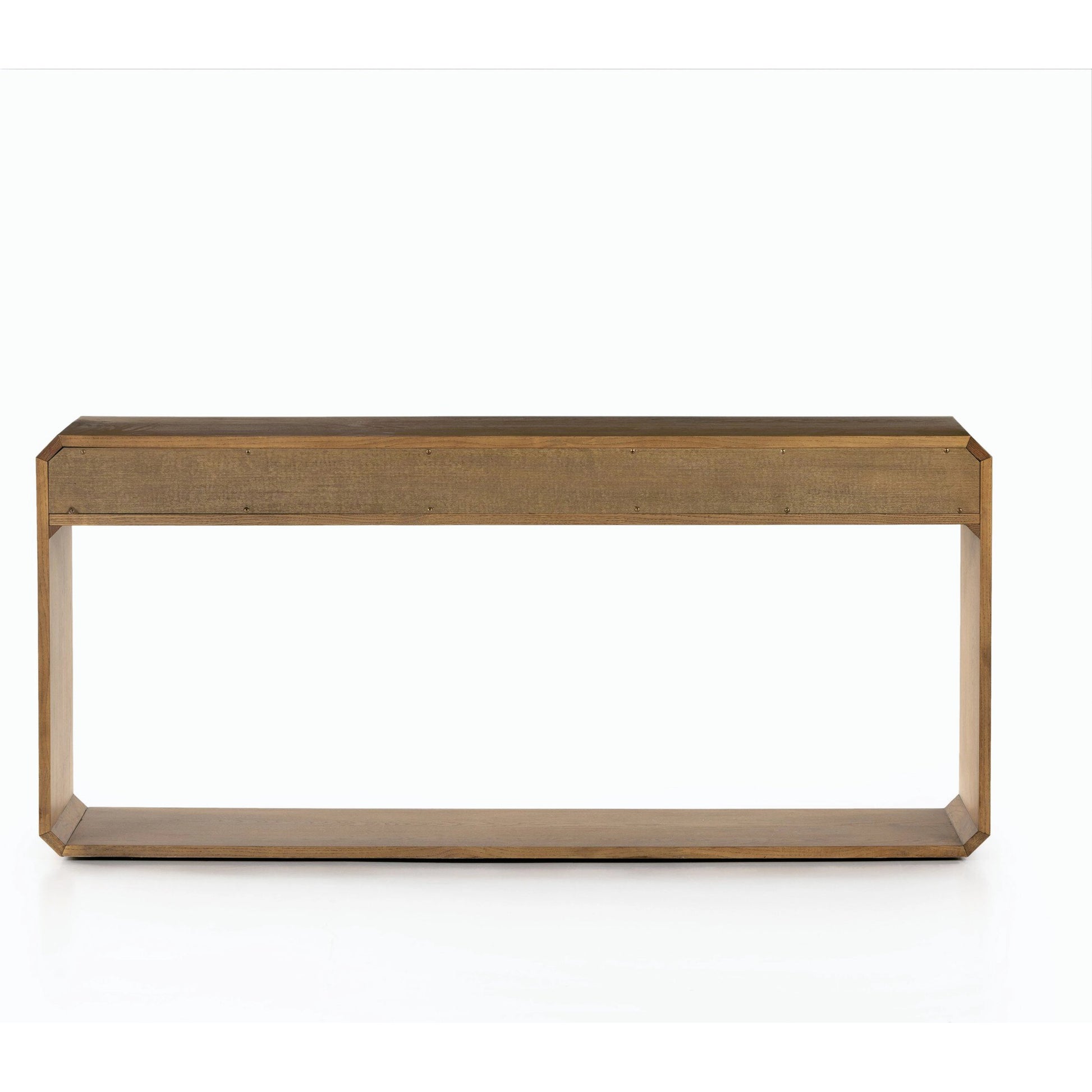 Caspian Console Table by Four Hands. Made from ash veneer, resawn, iron in a modern style.