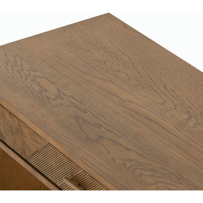 Caspian Console Table by Four Hands. Made from ash veneer, resawn, iron in a modern style.
