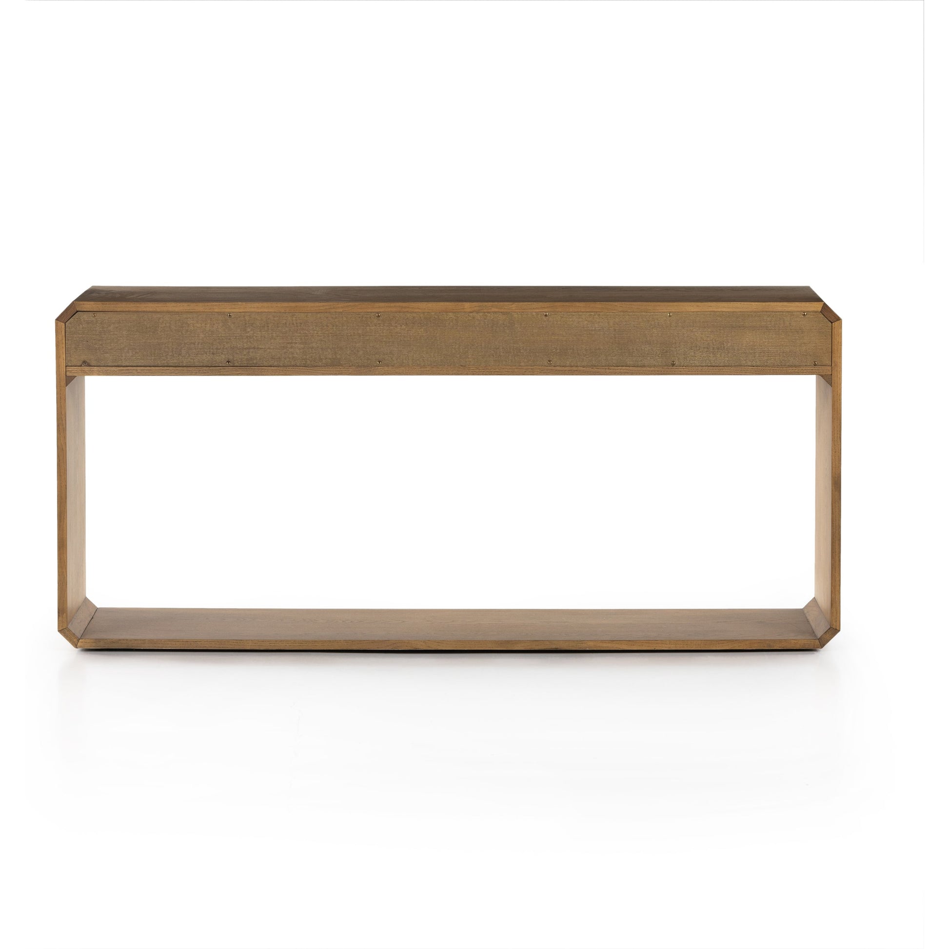 Caspian Console Table by Four Hands. Made from ash veneer, resawn, iron in a modern style.