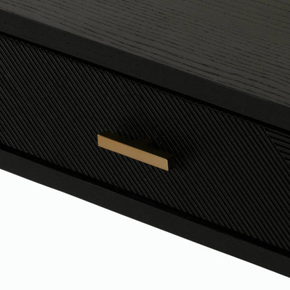 Caspian Console Table by Four Hands. Made from ash veneer, resawn, iron in a modern style.