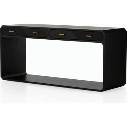 Caspian Console Table by Four Hands. Made from ash veneer, resawn, iron in a modern style.