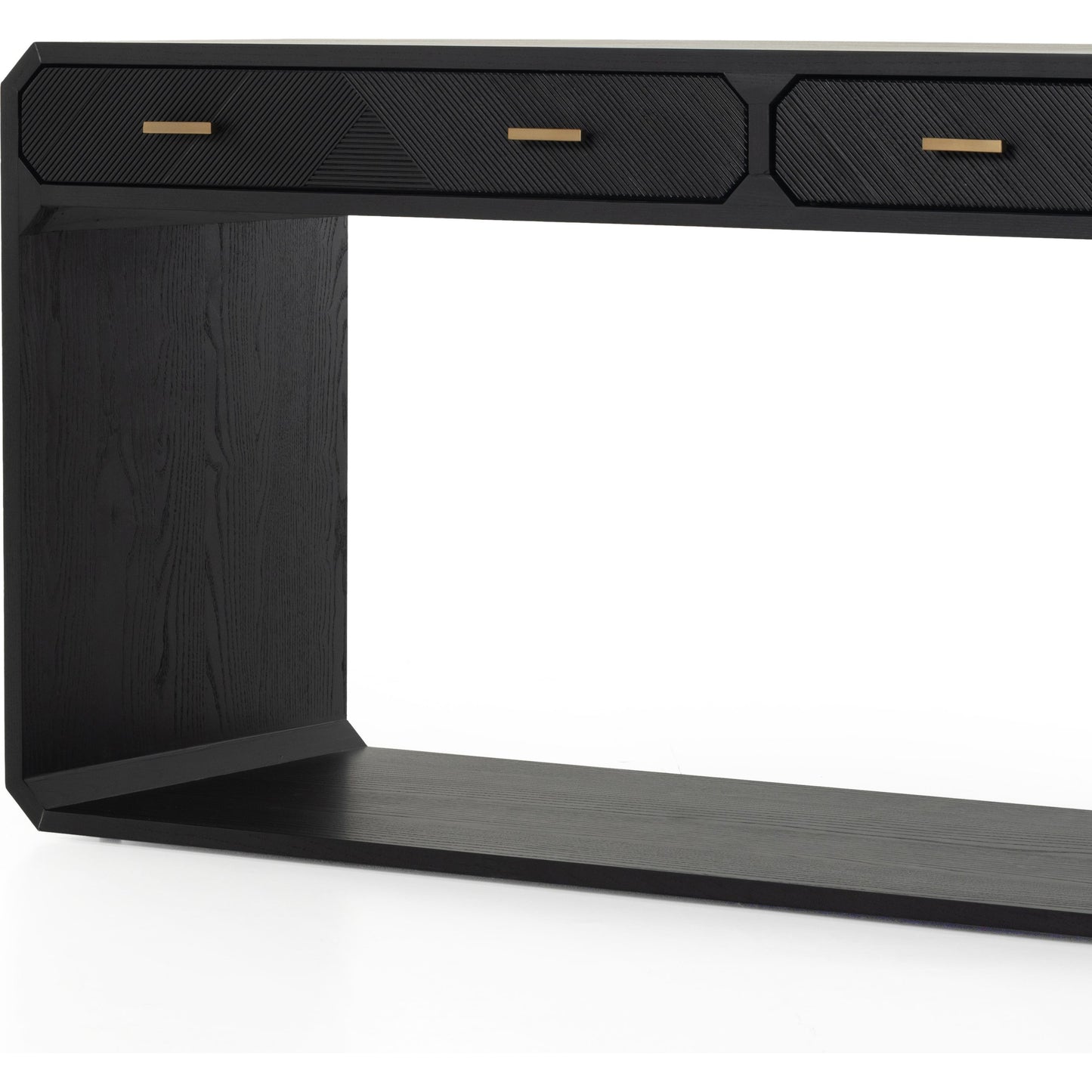 022 SI-1902703 | Additional Silo | Caspian Console Table by Four Hands. Made from ash veneer, resawn, iron in a modern style.