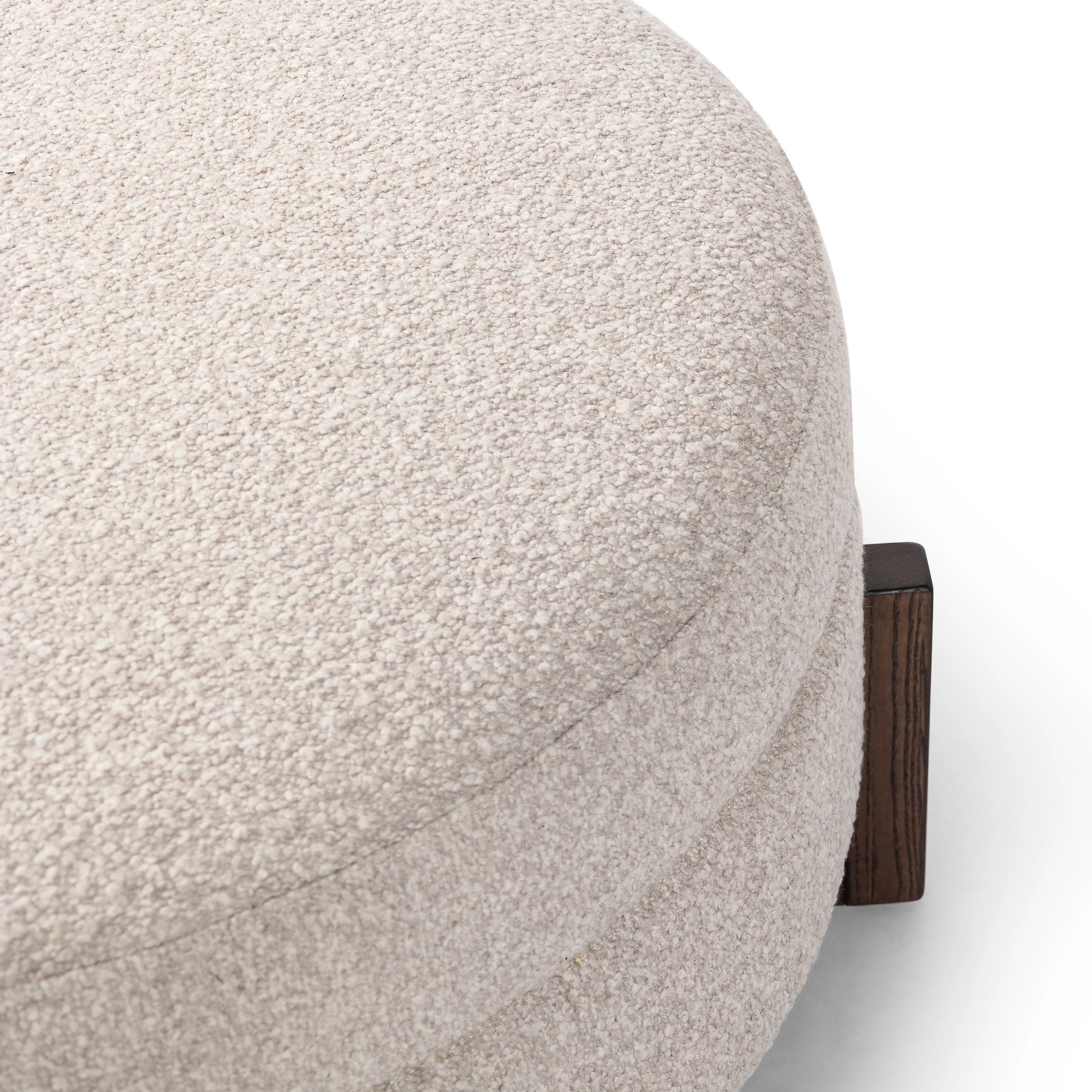 Esben Storage Ottoman by Four Hands in sattley fog, terra brown nettlewod. Made from 96% polyester, 4% acrylic, solid nettlewood, 100% polyester in a modern style.