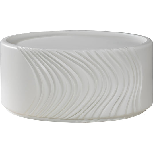 Volante Round Drum Cocktail Table by Artistica Home in matte white, ivory. Made from unique in a modern style.