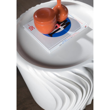 Volante Round Drum End Table by Artistica Home in matte white, ivory. Made from unique in a modern style.