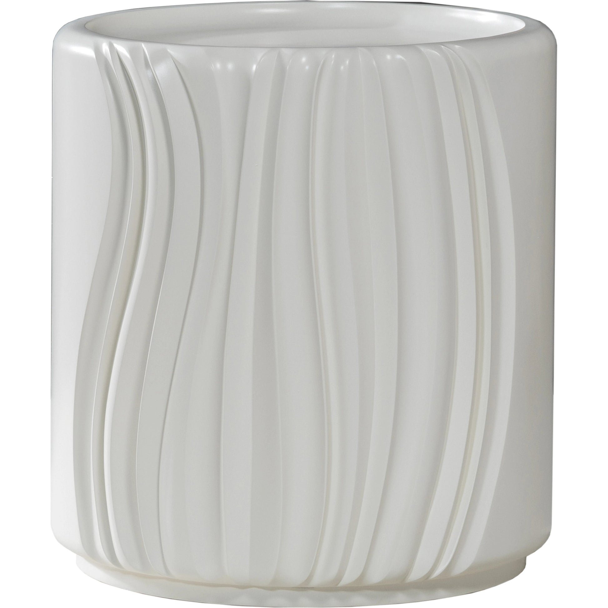 Volante Round Drum End Table by Artistica Home in matte white, ivory. Made from unique in a modern style.