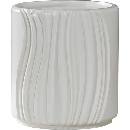 Volante Round Drum End Table by Artistica Home in matte white, ivory. Made from unique in a modern style.