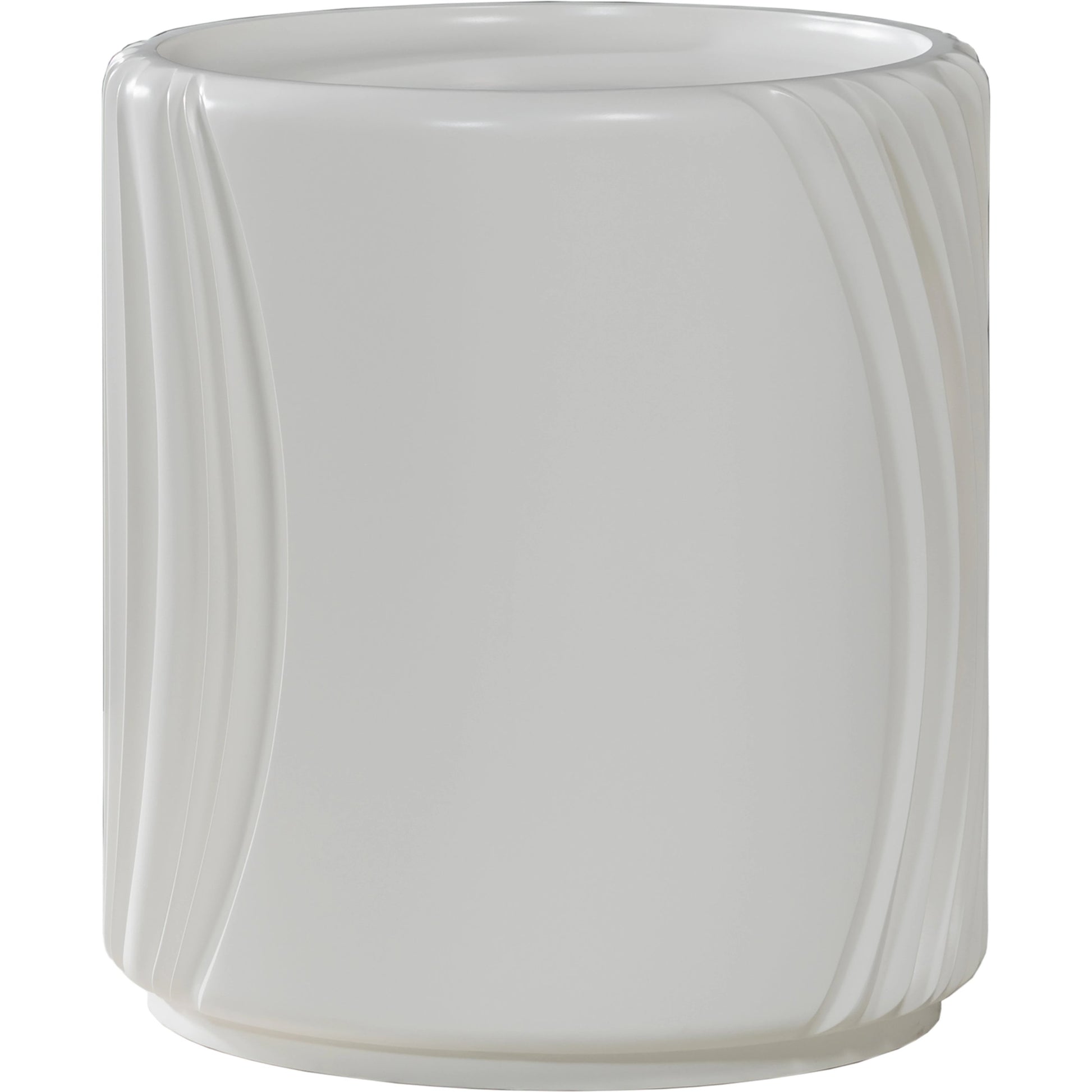 Volante Round Drum End Table by Artistica Home in matte white, ivory. Made from unique in a modern style.