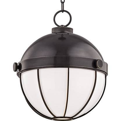 Sumner Pendant by Hudson Valley in old bronze. Made from brass in a modern style.