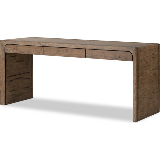 Henry Desk by Four Hands in rustic grey. Made from solid reclaimed oak, thick oak veneer in a modern style.