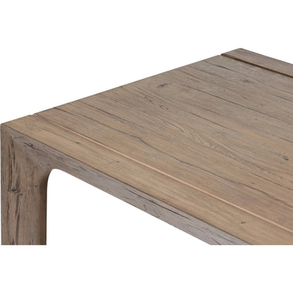 Henry Dining Table by Four Hands in rustic grey. Made from thick oak veneer, solid reclaimed oak, engineered hardwood in a modern style.