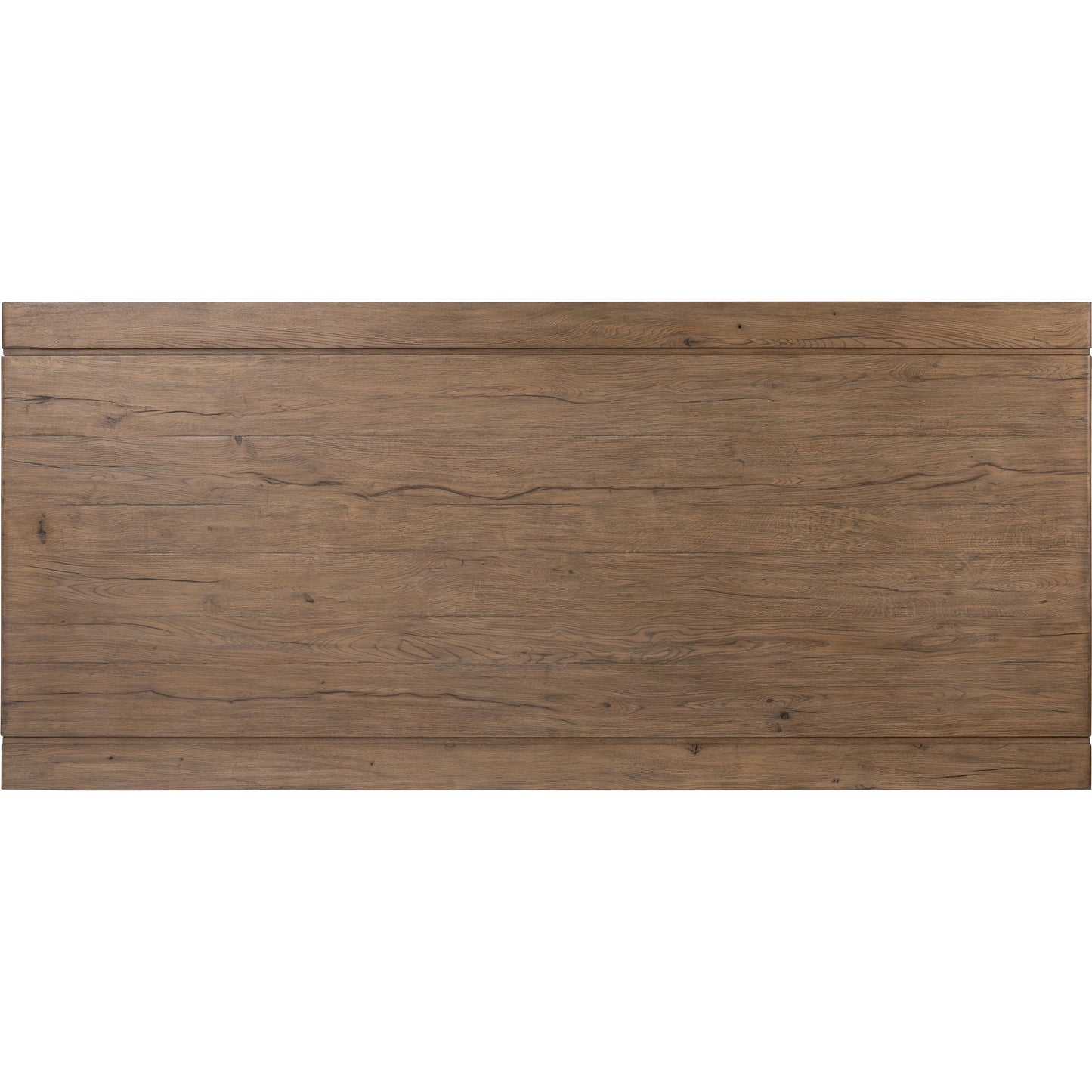 007 SI-2001462 | Closeup | Henry Dining Table by Four Hands in rustic grey. Made from thick oak veneer, solid reclaimed oak, engineered hardwood in a modern style.