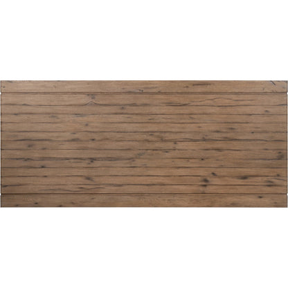 Henry Dining Table by Four Hands in rustic grey. Made from thick oak veneer, solid reclaimed oak, engineered hardwood in a modern style.