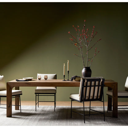 Henry Dining Table by Four Hands in rustic grey. Made from thick oak veneer, solid reclaimed oak, engineered hardwood in a modern style.