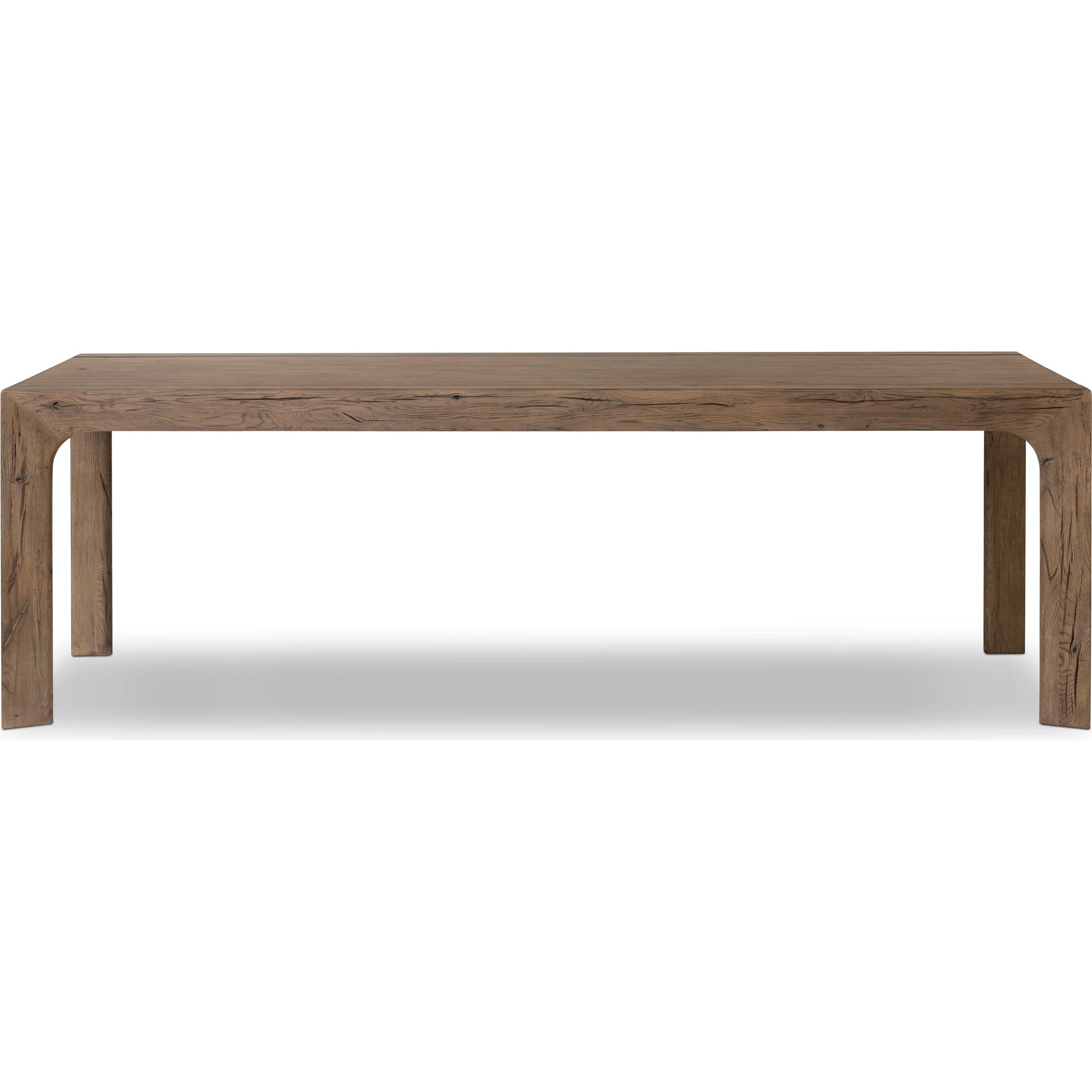 Henry Dining Table by Four Hands in rustic grey. Made from thick oak veneer, solid reclaimed oak, engineered hardwood in a modern style.