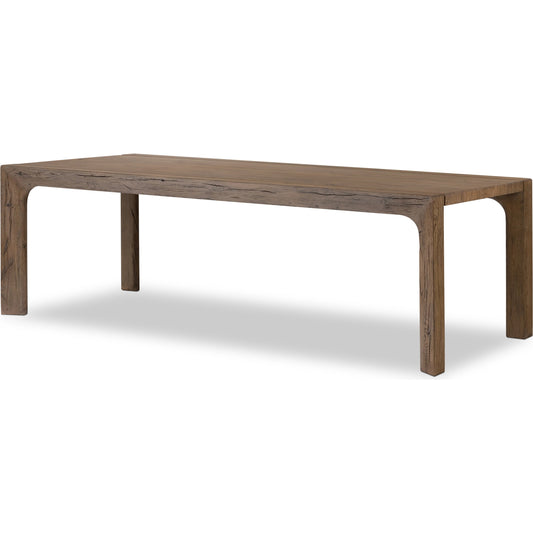 Henry Dining Table by Four Hands in rustic grey. Made from thick oak veneer, solid reclaimed oak, engineered hardwood in a modern style.